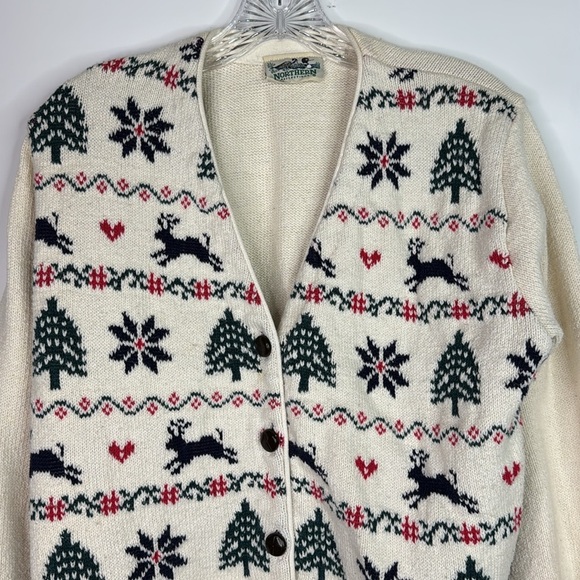 Vintage Northern Reflections Christmas Reindeer Christmas Tree Sweater S/M - Picture 2 of 8